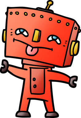 Bir insan tarafından çizilmiş çizgi film robotu