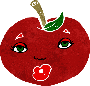 bir insan tarafından çizilmiş elma karikatürü.