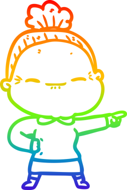 Gökkuşağı gradyan çizimi bir insan tarafından çizilmiş barışçıl yaşlı bir kadının çizimi