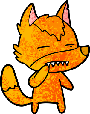 Bir insan tarafından çizilmiş tilki çizgi film karakteri