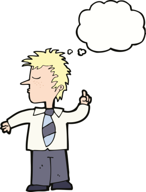 Çizgi filmci, bir insan tarafından çizilen düşünce baloncuğuyla...