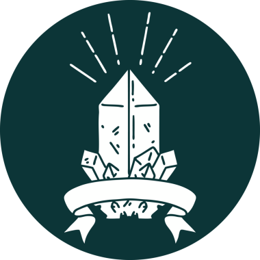 Bir insan tarafından çizilen dövme stili kuvars kristalinin simgesi