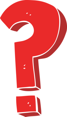 Bir insan tarafından çizilmiş soru işareti sembolünün düz renk çizimi