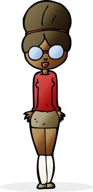 Bir insan tarafından çizilmiş bir kütüphaneci kadın.