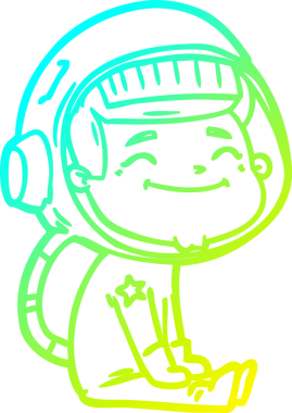 Bir insan tarafından çizilmiş mutlu bir astronotun soğuk gradyan çizimi.