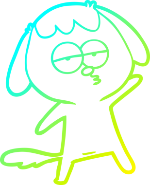 Bir insan tarafından çizilmiş ve sıkılmış bir köpeğin soğuk çizgi çizimi.