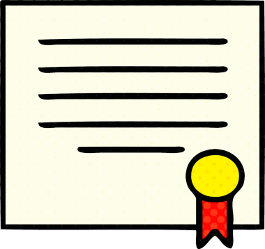 Bir insan tarafından çizilmiş bir çalışma diplomasının çizgi roman tarzı.