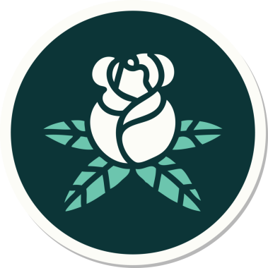 Bir insanın çizdiği tek bir gülün geleneksel stiliyle dövme çıkartması.