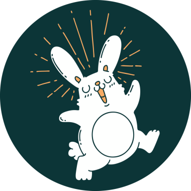 Bir insan tarafından çizilmiş zıplayan tavşan dövmesi ikonu.