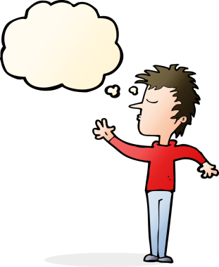 Düşünce baloncuğu bir insan tarafından çizilmiş bir karikatür.