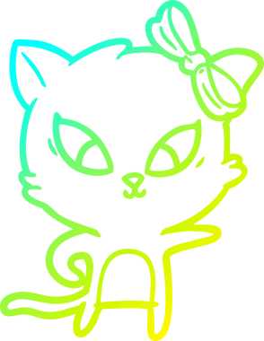 Bir insan tarafından çizilen çizgi film kedisinin soğuk gradyan çizgisi.