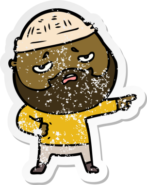 Bir insan tarafından çizilmiş sakallı endişeli bir karikatür çıkartması.