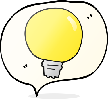 Bir insan tarafından çizilmiş serbest konuşma balonu çizgi film ampulü