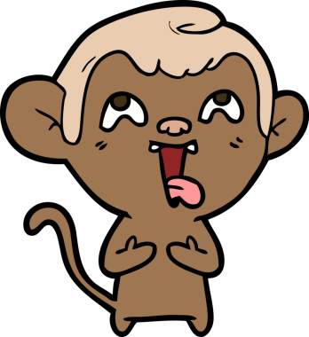 Bir insan tarafından çizilmiş çılgın çizgi film maymunu