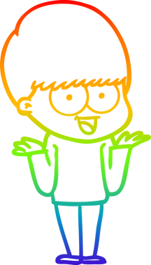 gökkuşağı gradyanı çizimi bir insan tarafından çizilmiş mutlu bir çizgi film çocuğu