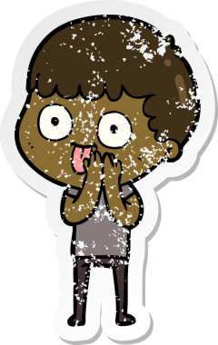 Bir insan tarafından çizilmiş karikatür adamın sıkıntılı çıkartması.