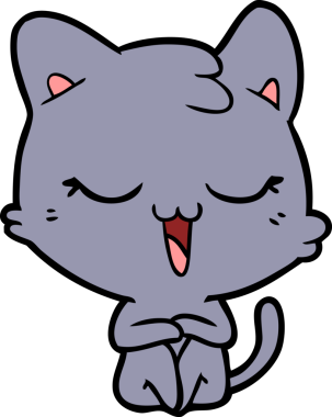 Bir insan tarafından çizilmiş mutlu çizgi film kedisi.