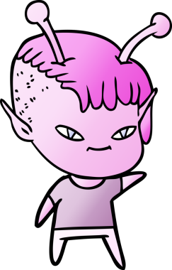 Bir insan tarafından çizilmiş sevimli uzaylı kız çizgi filmi.