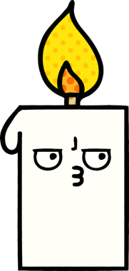 Bir insan tarafından çizilmiş çizgi roman tarzı yanan mum.
