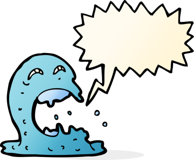 Bir insan tarafından çizilmiş konuşma balonlu iğrenç bir hayalet.