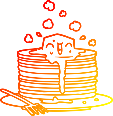 Bir insanın çizdiği leziz krep yığınının sıcak gradyan çizgisi.