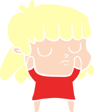 Bir insan tarafından çizilmiş düz renk çizgi film.