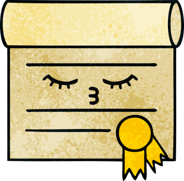 Bir insan tarafından çizilmiş sertifikanın grunge desen karikatürü