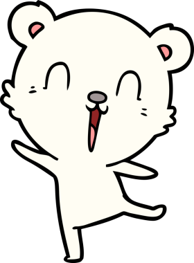 Bir insan tarafından çizilmiş mutlu kutup ayısı çizgi filmi.