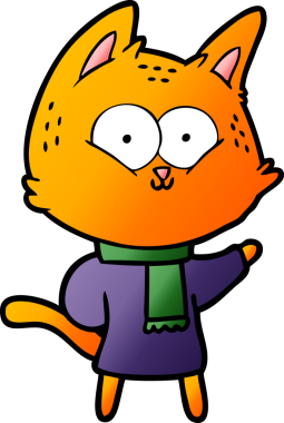 Bir insan tarafından çizilmiş çizgi film kedisi.