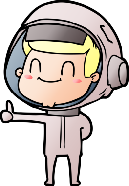 Bir insan tarafından çizilmiş mutlu astronot çizgi filmi.