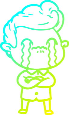 Bir insan tarafından çizilmiş ağlayan bir çizgi film karakteri çizimi.