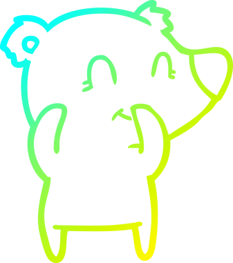 Bir insan tarafından çizilmiş kıkırdayan kutup ayısı karikatürü.