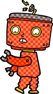 Bir insan tarafından çizilmiş çizgi film robotu