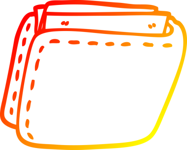 Bir insan tarafından çizilmiş para dolu bir çizgi film cüzdanının sıcak gradyan çizimi