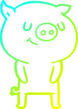 Bir insan tarafından çizilmiş mutlu çizgi film domuzu çizimi.