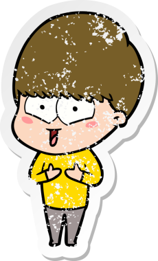 Bir insan tarafından çizilmiş mutlu bir çocuğun sıkıntılı çıkartması.