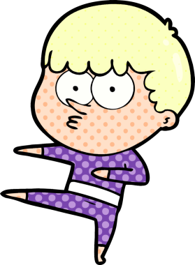 Bir insan tarafından çizilmiş, dans eden meraklı çocuk.