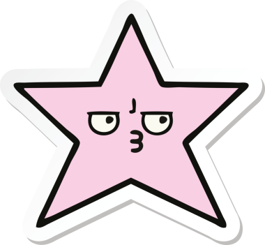 Bir insan tarafından çizilmiş şirin bir çizgi film yıldızının çıkartması.