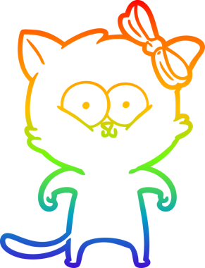 gökkuşağı gradyanı çizimi bir insan tarafından çizilmiş çizgi film kedisi