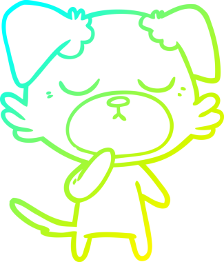 Bir insan tarafından çizilmiş şirin bir çizgi köpeğin soğuk gradyan çizgisi.