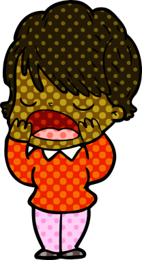 Bir insan tarafından çizilmiş bir karikatür kadın konuşuyor.