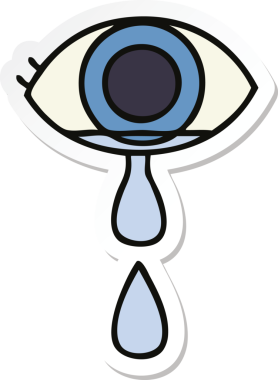 Bir insan tarafından çizilmiş ağlayan şirin bir çizgi filmin çıkartması.