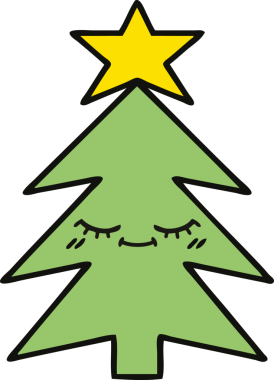 Bir insan tarafından çizilmiş güzel bir Noel ağacı karikatürü.