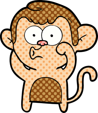 Bir insan tarafından çizilmiş korna çalan maymun.