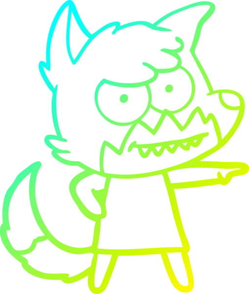 Bir insan tarafından çizilmiş sırıtan bir tilkinin soğuk çizgi çizimi