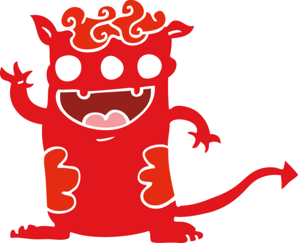 Bir insan tarafından çizilmiş düz renkli bir cadılar bayramı karikatürü.