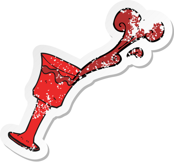 Bir insan tarafından çizilmiş şarap kadehinin gerilmiş retro yapıştırması.