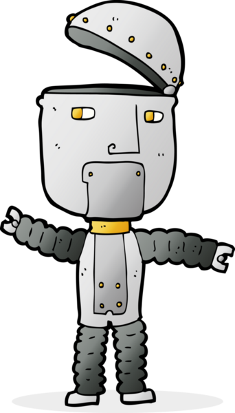 Bir insan tarafından çizilmiş çizgi film robotu