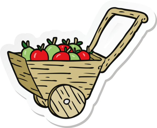 Bir insan tarafından çizilmiş elma arabasının çıkartması.