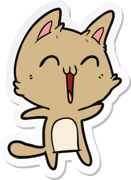 Bir insan tarafından çizilmiş mutlu çizgi film kedisinin çıkartması.